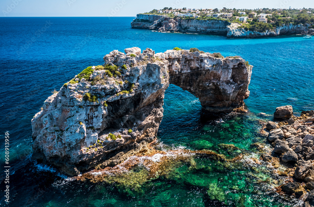 Rocky arch Es pontas in Mallorca, Spain.