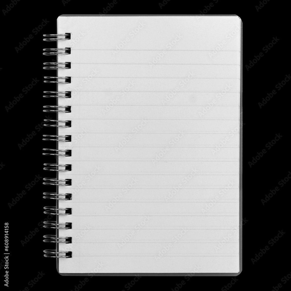 a paper page notebook isolated on the black background a paper page notebook isolated on the black background