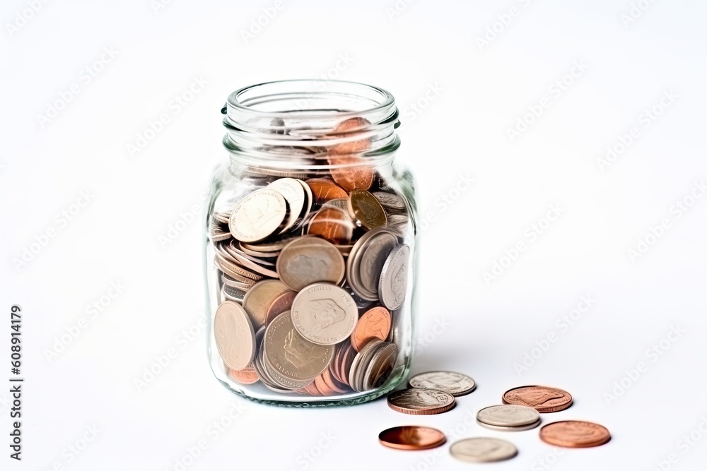 Money growing concept with stacked coins in the jar Money growing concept with stacked coins in the jar
