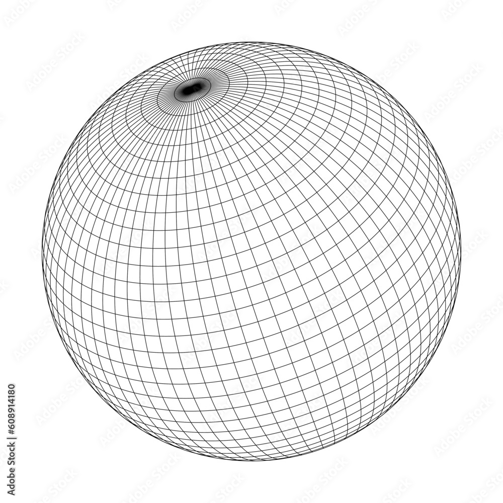 Planet Earth globe grid of meridians and parallels, or latitude and longitude. 3D vector illustration