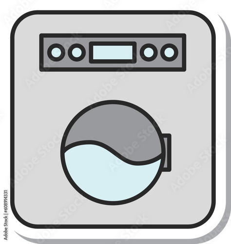 ステッカー風日用品イラスト　ドラム式洗濯機
