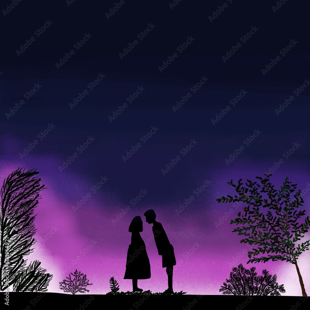 The kiss of couple in Gaum at night The kiss of couple in Gaum at night