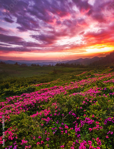 unbelievable summer nature scenery  scenic sunset view in the mountains