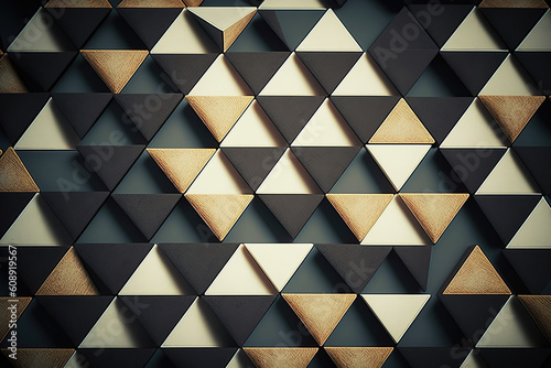 Triangle tiles pattern, texture background, created with Generative AI 