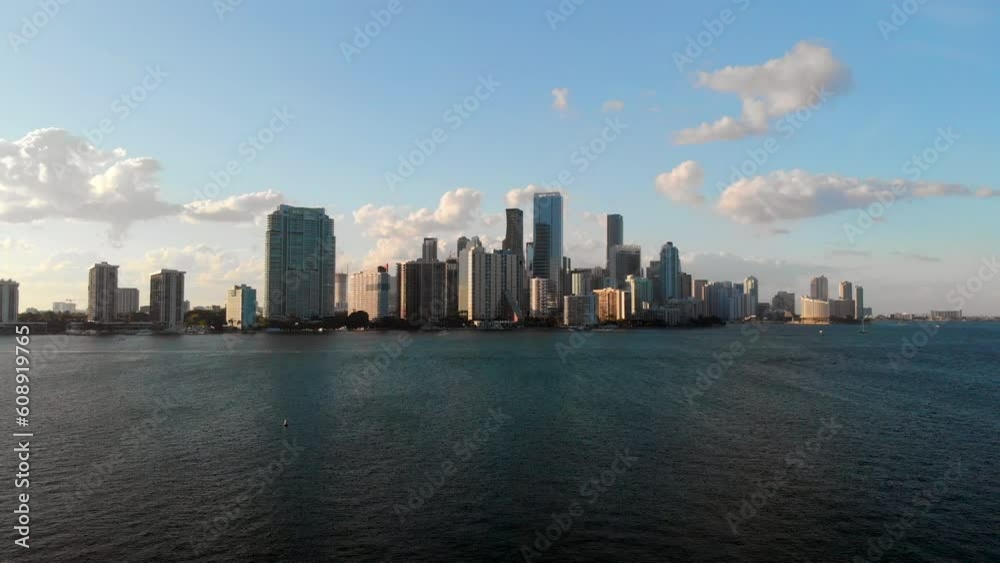 Miami skyline day. 4k. colorful. static drone shot Miami skyline day. 4k. colorful. static drone shot
