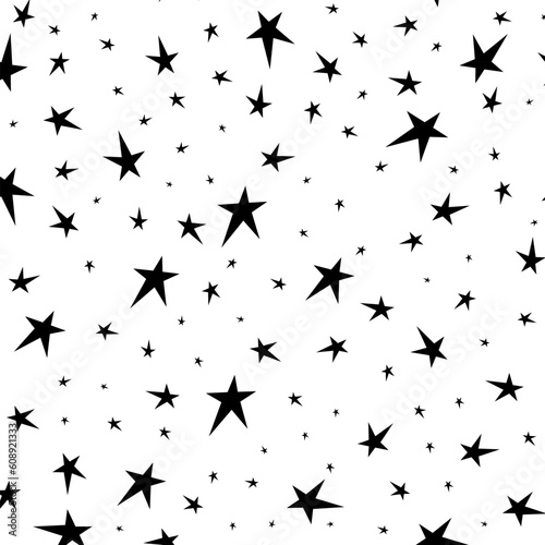 Star seamless pattern. Bright sparkles firework symbols background.