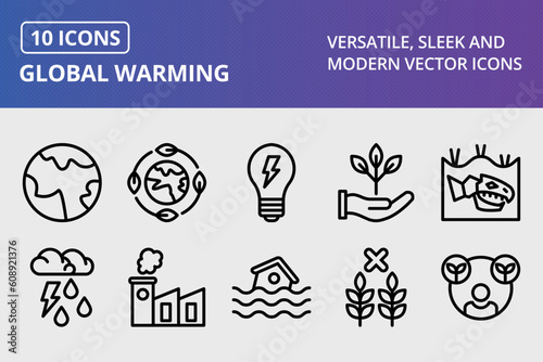 Vector Global Warming Icon Set
