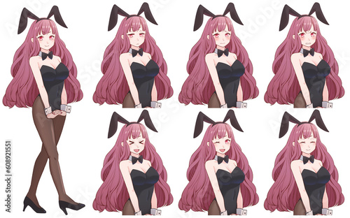 ピンク色のロングヘアバニーガール