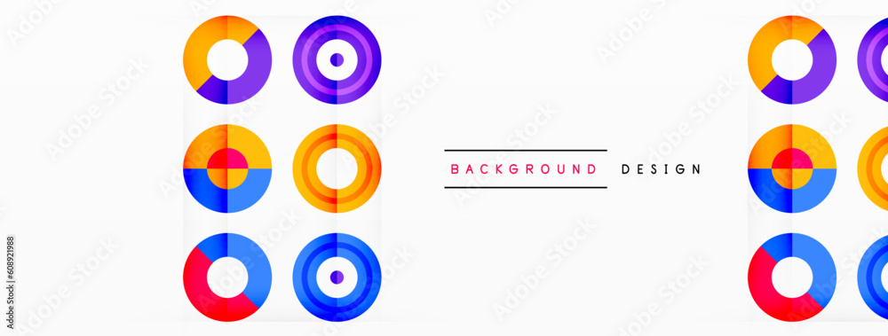 Eye-catching background of colorful circles of equal size arranged in abstract pattern. Circle boasts unique tone or hue, creating rainbow effect. Design has upbeat, contemporary feel Eye-catching background of colorful circles of equal size arranged in abstract pattern. Circle boasts unique tone or hue, creating rainbow effect. Design has upbeat, contemporary feel