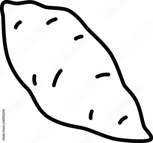 野菜の線画単品アイコン　さつまいも