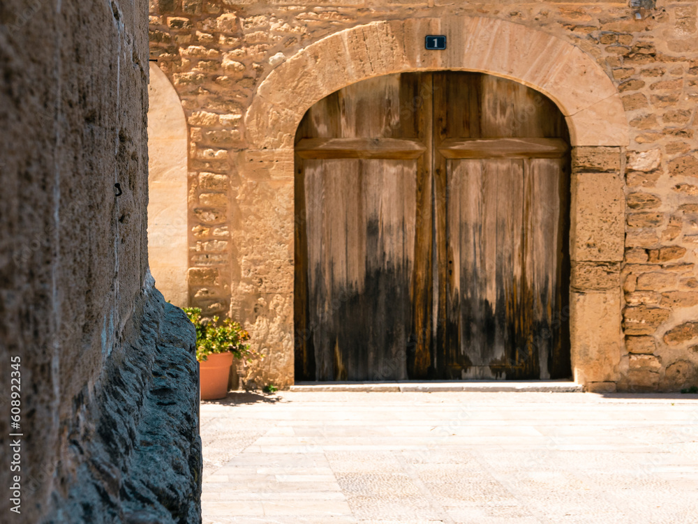 Old door in the old town of Mallorca, Spain.