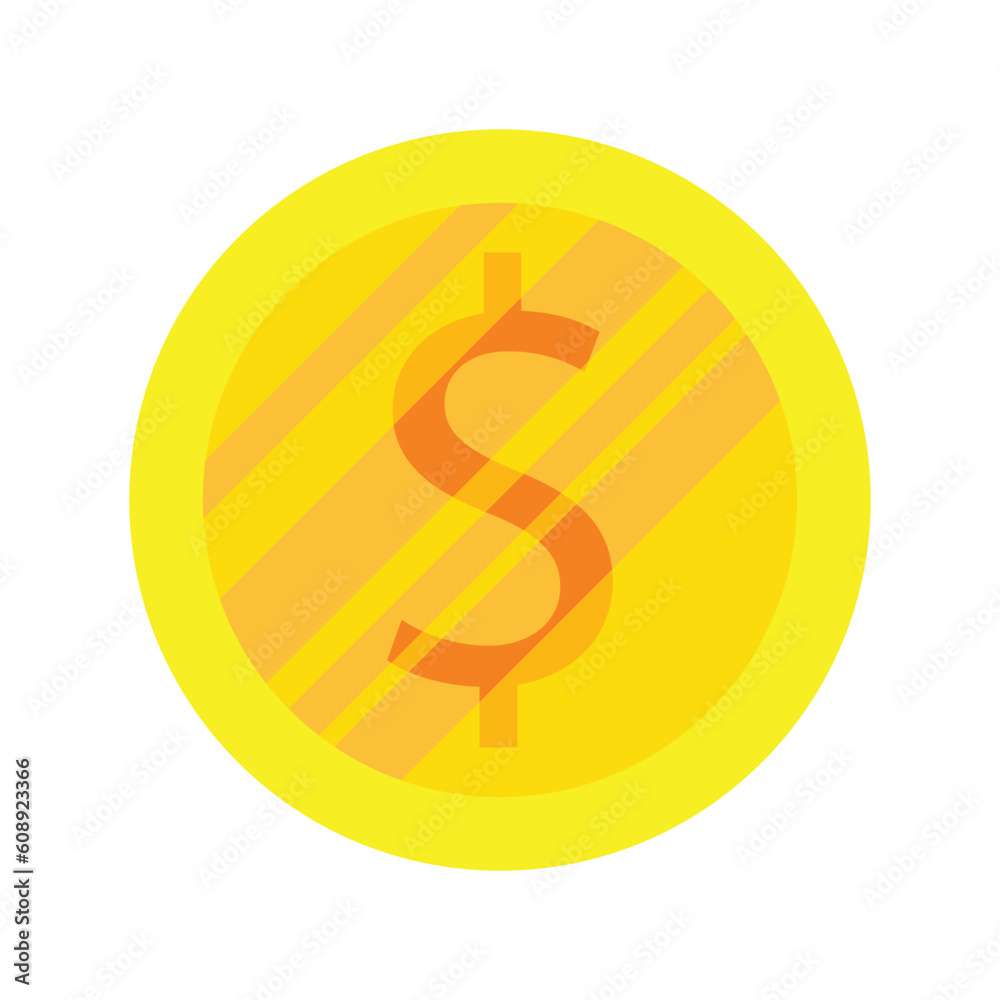 Gold coin icon. Money and investment symbol in flat style. Vector illustration. Gold coin icon. Money and investment symbol in flat style. Vector illustration.