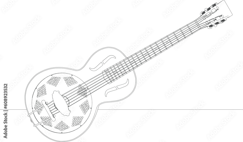 line drawing musical instrument guitar