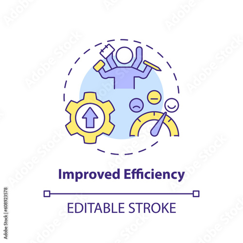 Improved efficiency concept icon. Business process. Productive employee. Content plan. Operations management abstract idea thin line illustration. Isolated outline drawing. Editable stroke