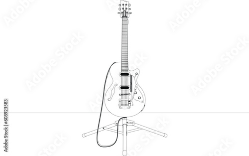 line drawing musical instrument guitar