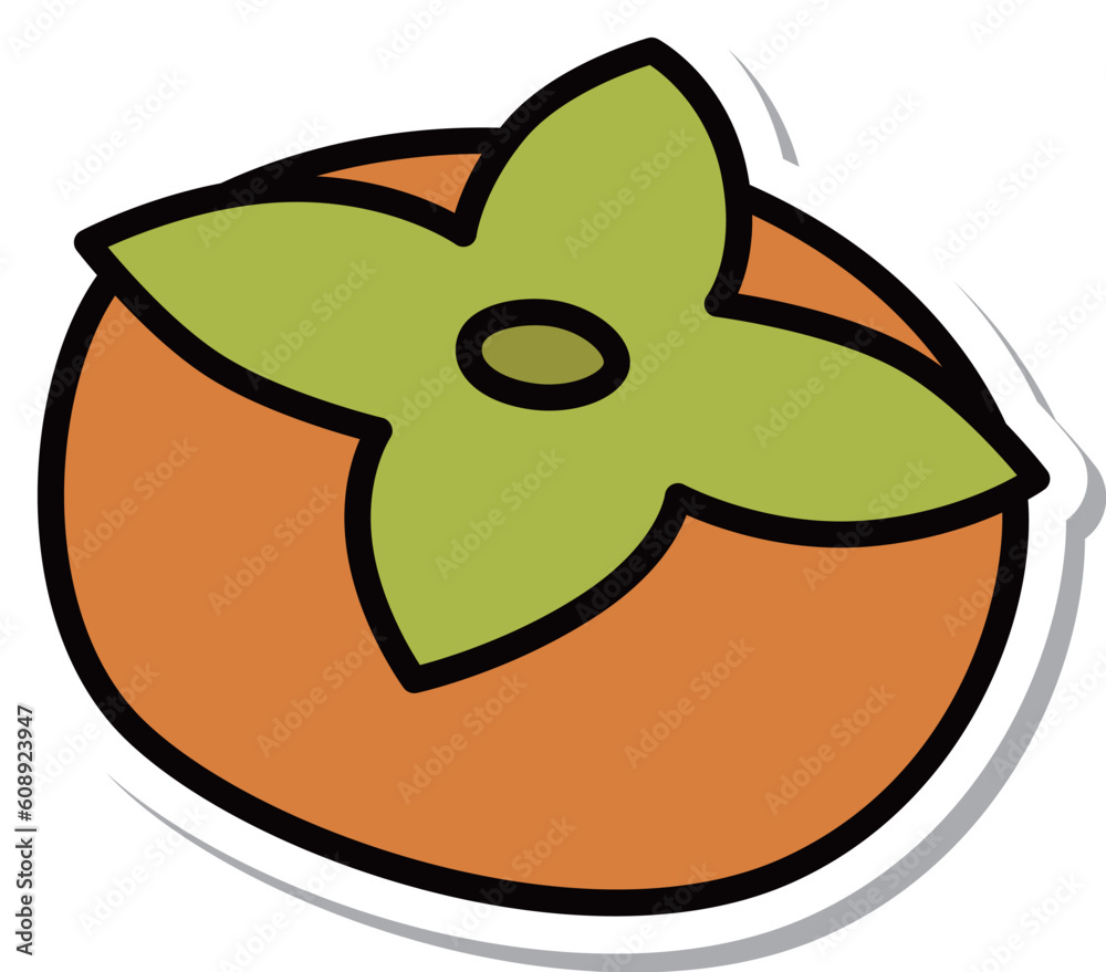 Obraz premium ステッカー風野菜フルーツ単品アイコン 柿