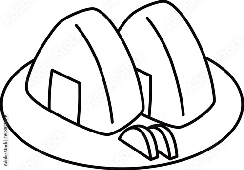 線画食べ物アイコン　おにぎり