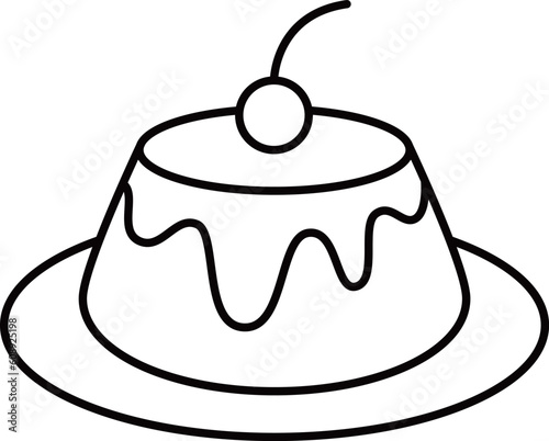  線画食べ物アイコン　プリン