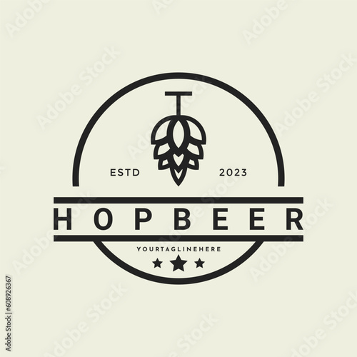 Modern vintage hop beer cone pine logo design