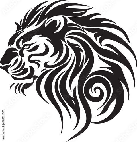 side facing lion tribal tattoo design vector