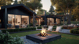 Interior outdoor living spaces 3D illustration