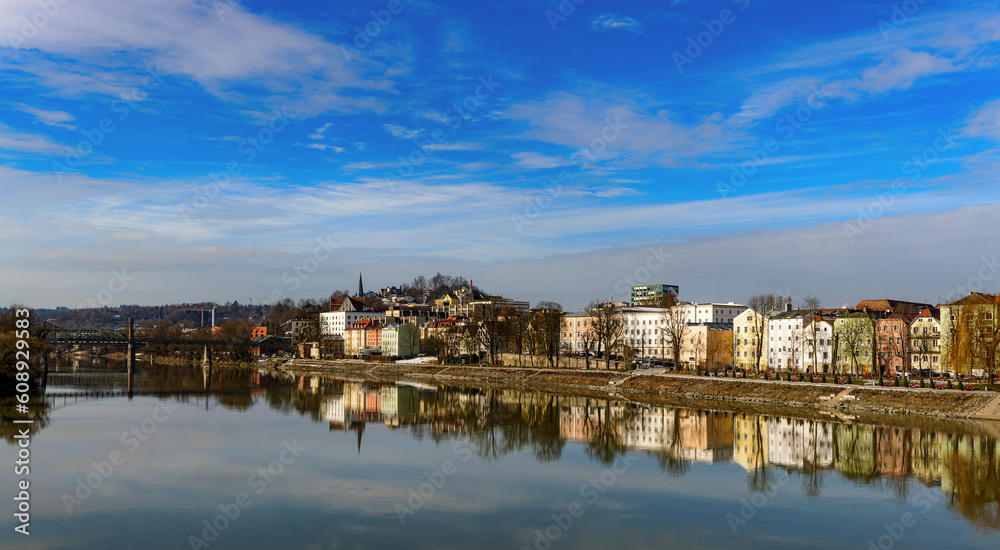 View over the Inn river in Passau, Bavaria, Germany.
