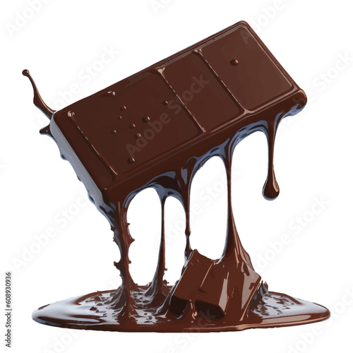Set of 3D Chocolate Bar with Chocolate Splash