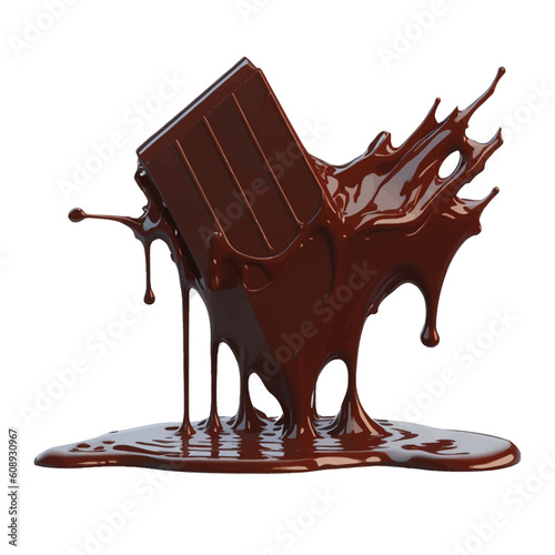 Set of 3D Chocolate Bar with Chocolate Splash