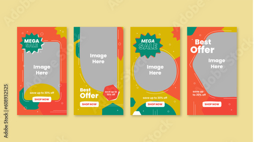 Social media banner templates for Instagram stories or ads with colorful styles for fashion