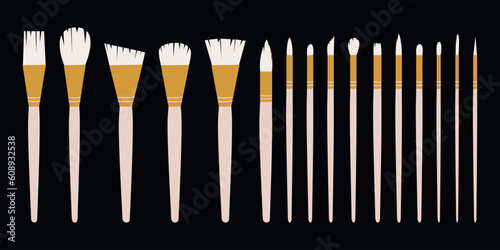 Flat vector painting tools in childish style. Hand drawn art supplies
