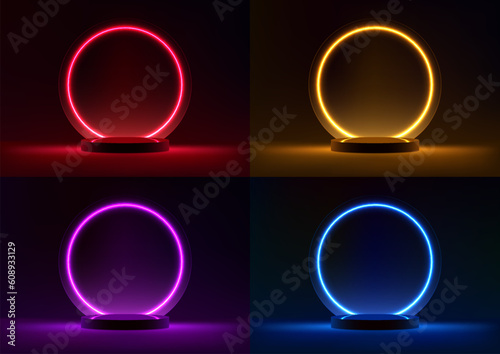 Set of 3D realistic neon co...