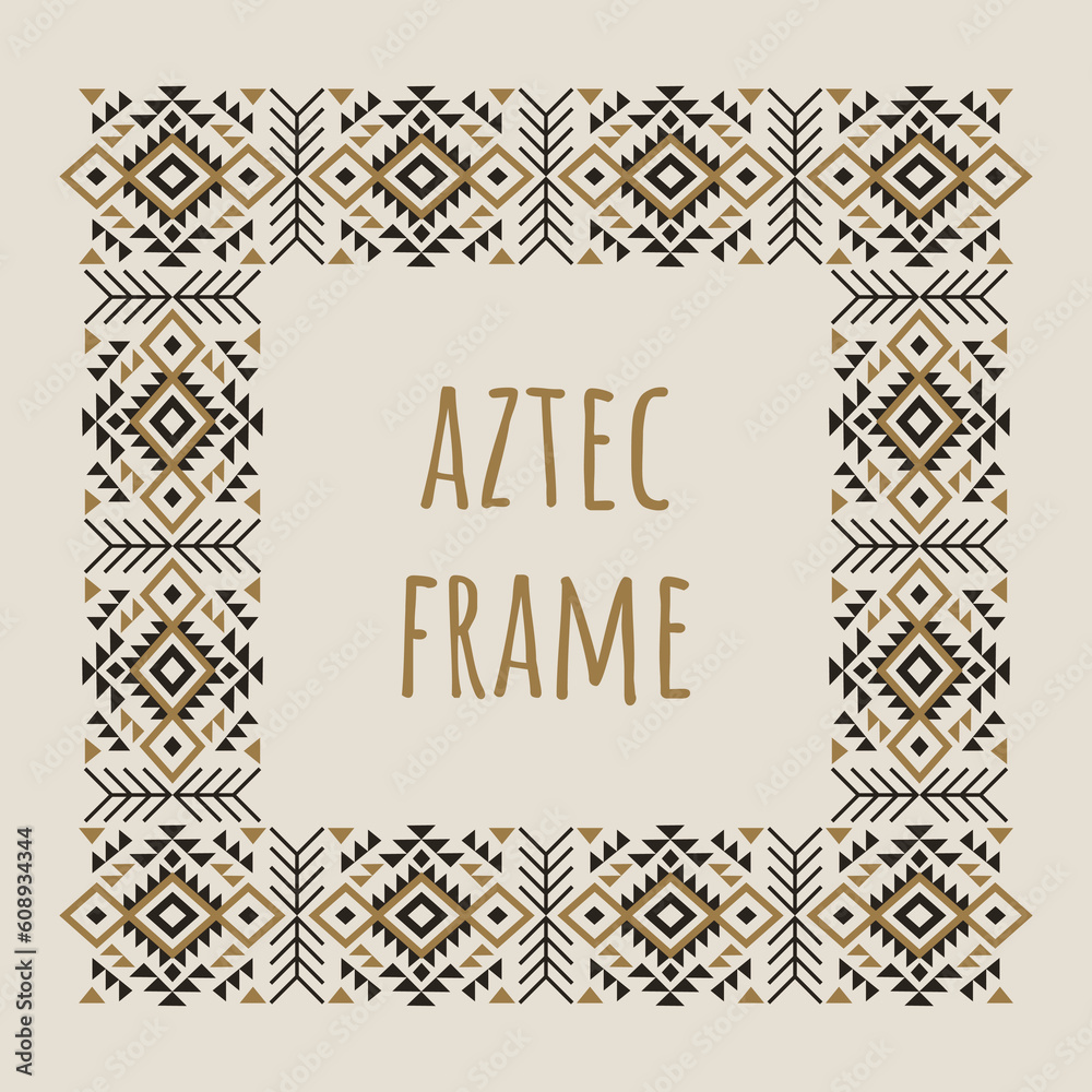 Boho frame with geometric design elements. Aztec illustration Boho frame with geometric design elements. Aztec illustration