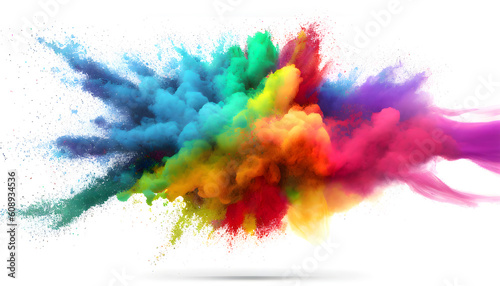 Creative minimal concept. Colored colourful holi powder explosion on background. commercial, editorial advertisement banner. 