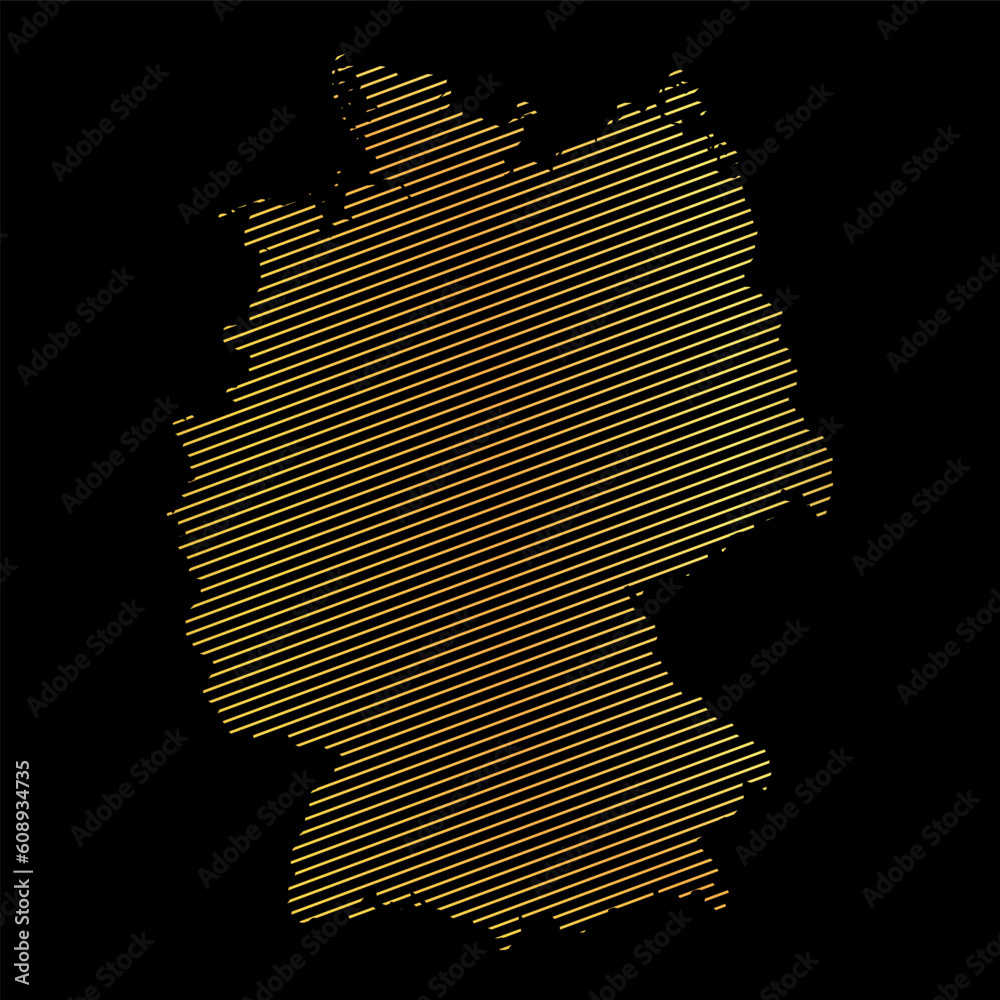 abstract map of Germany - vector illustration of striped gold colored map
