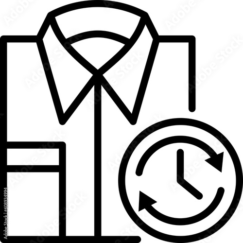 Express cleaning: folded shirt with timer. Laundry service. Thin line icon. Modern vector illustration.