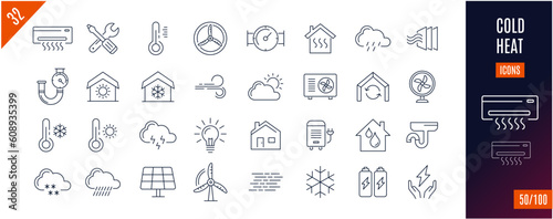 Best collection cold line icons. heat, electric, ...