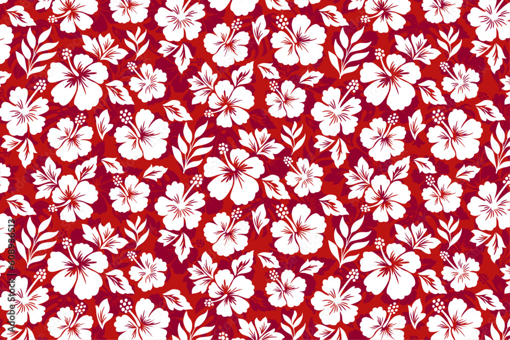 Red Hawaiian Shirt Pattern - obrazy, fototapety, plakaty 