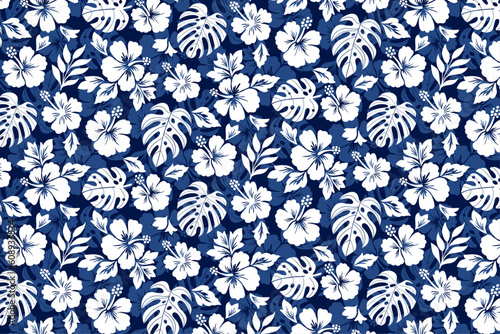 Blue  Hawaiian Shirt Pattern