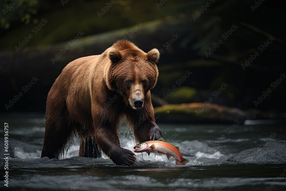 Brown bear salmon. Generate Ai