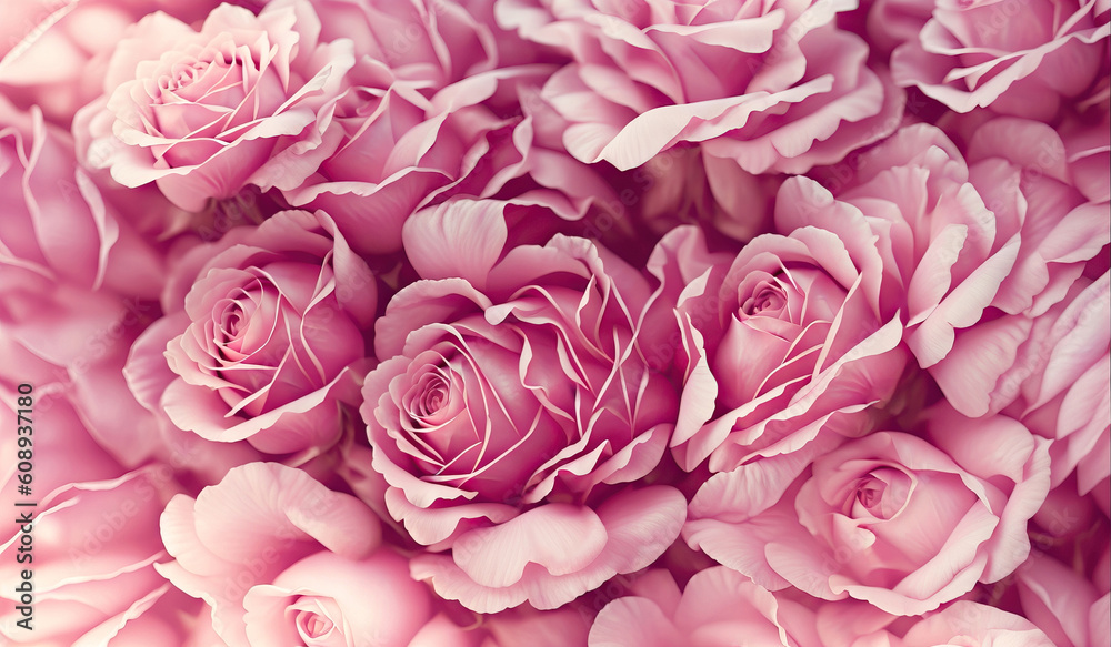 Fototapeta premium Pink Roses Flower Background | AI Generated 