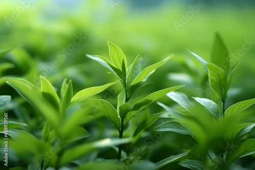 Wallpaper of natural green leaves plants spring background environment  Generative AI