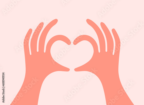 Hands making or formatting a heart symbol icon. I love you heart sign. Valentine day, message of love hand gesture, shapes heart with both hands.