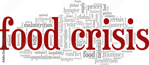 Food Crisis word cloud conceptual design isolated on white background.
