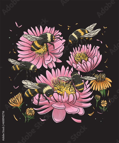Bees with Flowers