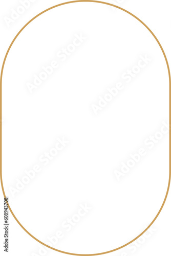 Aesthetic boho monoline mustard gold oval frame for text or photo, celestial style border cutout transparent, png transparent.