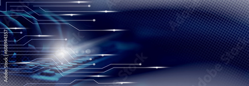 Business high tech cyber space technology background concept. Banner. Copy space.