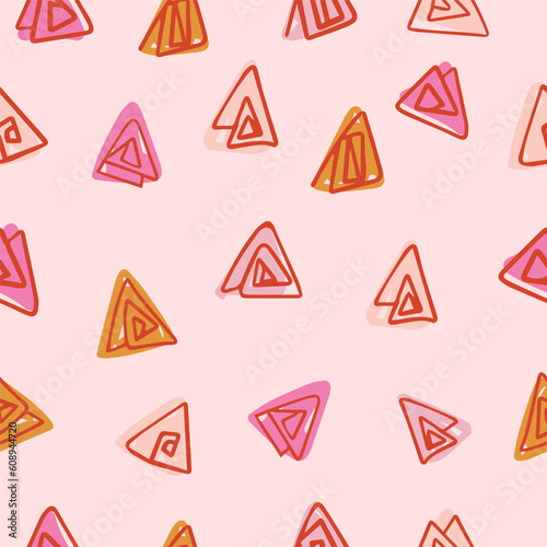 Seamless vector pattern of abstract, geometric handdrawn shapes. 