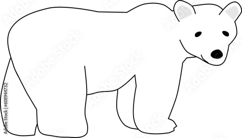 White bear standing simple line art vector illustration.