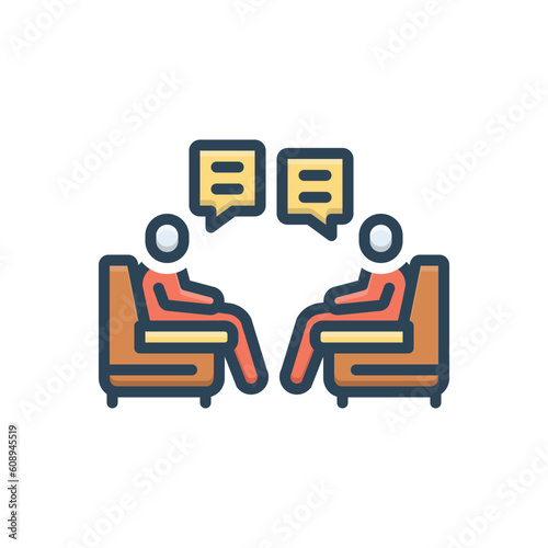 Color illustration icon for discussing 