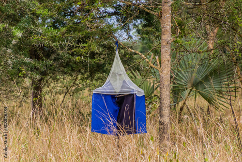 Tse tse fly trap in Ziwa Rhino Sanctuary, Uganda